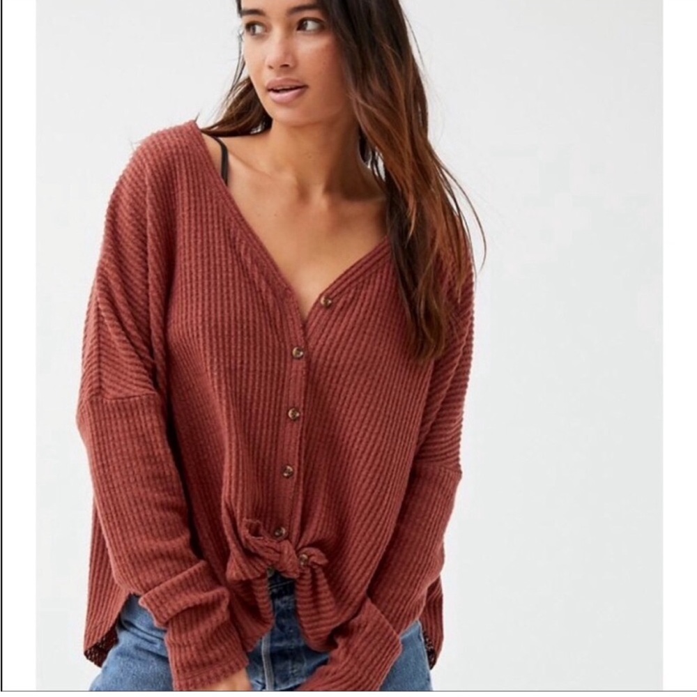 Urban Outfitters “out from under” Rust / Burnt orangeCardigan with Button Detail
